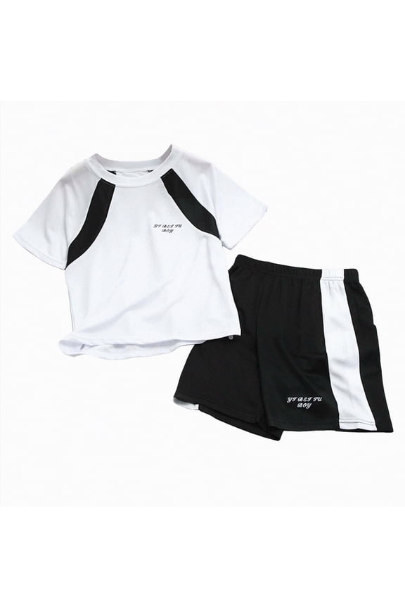 Kids Boys Short Sleeve Crew Neck T-Shirt and Short Set Children's Summer Back to School Clothing Boys Soccer Set Sport Team Uniform 9T 10T 11T 12T 13T(F02-White,9-10 Years)
