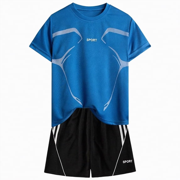 HCNTES Kids Boys Short Sleeve Crew Neck T-Shirt and Short Set Children's World Cup Clothing Boys Soccer Set Sport Team Uniform 7T 8T 9T 10T 11T 12T 13T 14T(F02-Blue,11-12 Years)