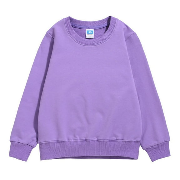 HCNTES Kids Child Toddler Baby Boys Girls Solid Patchwork Long Sleeve Cotton Sweatshirt Pullover Tops Blouse Outfits Clothes(7-9 Years,G371-Purple)