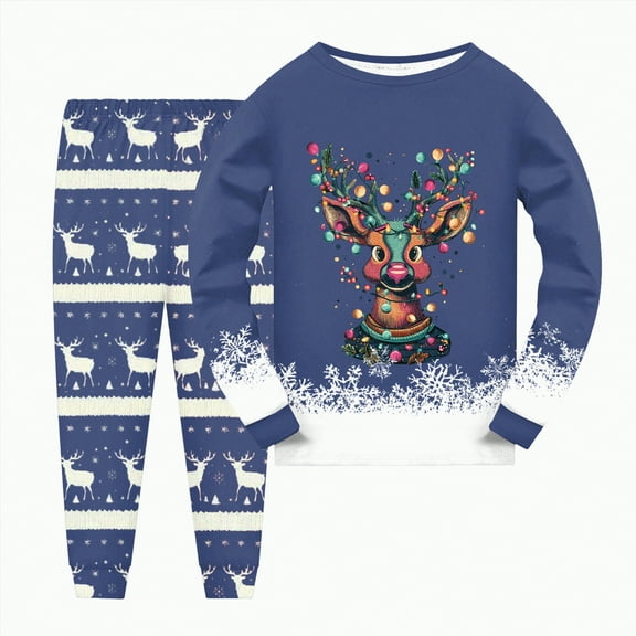 HCNTES Kids Christmas Pajamas Boys Girls Hanukkah Thanksgiving Pjs Set Holiday Sleepwear Cotton Size 18M-12Years,Sizes 6-7 Years