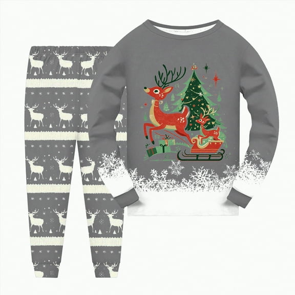 HCNTES Kids Christmas Pajamas Toddler Kids Sleepwear Boys Girls Santa Claus Pajamas Winter Nightwear,Sizes 2-3 Years