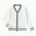 thumbnail image 1 of HCNTES Kids Girls Cable Knit Cardigan Sweater Solid Cotton Button Down Long Sleeve Sweater Uniform Cardigan Outerwear(4-5 Years,White#&4), 1 of 4