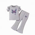 thumbnail image 1 of HCNTES Kids Girls Spring Summer Clothes 2 Piece Outfit Set T-Shirt Top + Cargo Pants Little Girl School Clothing Set Size 3T 4T 5T 6T 7T(H03-Grey,4-5 Years), 1 of 4