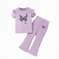 thumbnail image 1 of HCNTES Kids Girls Spring Summer Clothes 2 Piece Outfit Set T-Shirt Top + Cargo Pants Little Girl School Clothing Set Size 3T 4T 5T 6T 7T(H03-Purple,5-6 Years), 1 of 4
