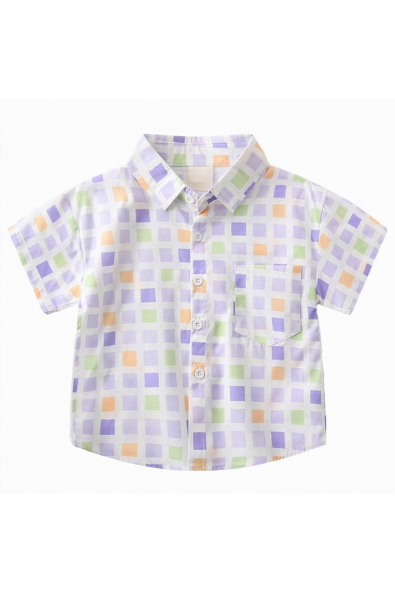 Kids Shirt Toddler Boy Button Down T-Shirts Hawaiian Short Sleeve Dress Tops(White,1-2 Years)