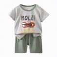 thumbnail image 1 of HCNTES Kids Short Pajamas SetBaby Girls Boys Toddler Summer Outfit Set Short Sleeve T-shirt Elastic Waist Shorts 2 Piece Short Set Summer Pjs For 2t 3t 4t 5t 6t 7t 8t(C01-Grey,6-9 Months), 1 of 4