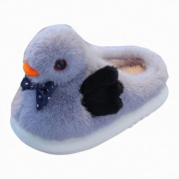 HCNTES Kids Slippers Toddler Baby Boys Girls Soft Plush House Slippers Cute Cartoon Design Winter Comfy Warm Non-slip Indoor Outdoor Shoes(Grey,13)