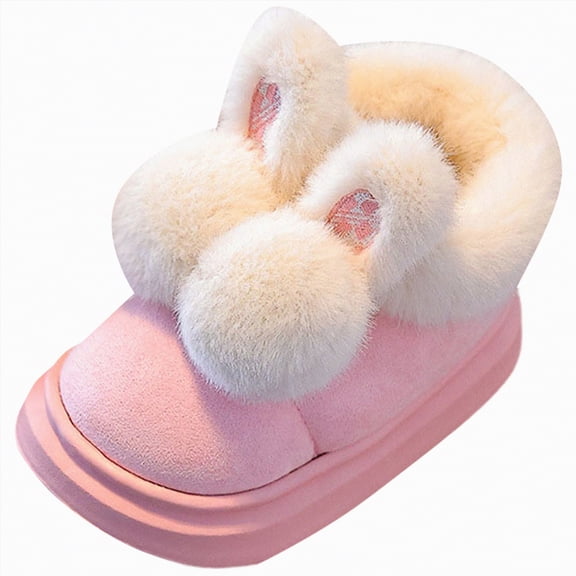 HCNTES Kids Slippers Toddler Boys Girls Soft Plush House Slippers Cute Cartoon Design Winter Comfy Warm Non-slip Indoor Outdoor Shoes(Pink,4)