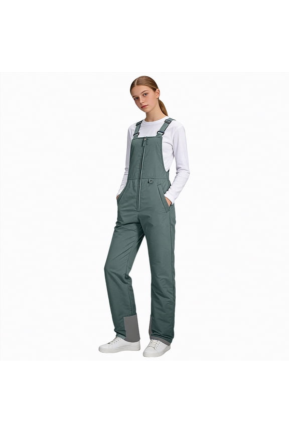 Kids Snow Bibs Waterproof Insulated Ski Pants Boys Girls Adjustable Strap Snowboard Overalls Lightweight Winter Outdoor Activity Snowsuit for Children(Grey,9-10 Years)