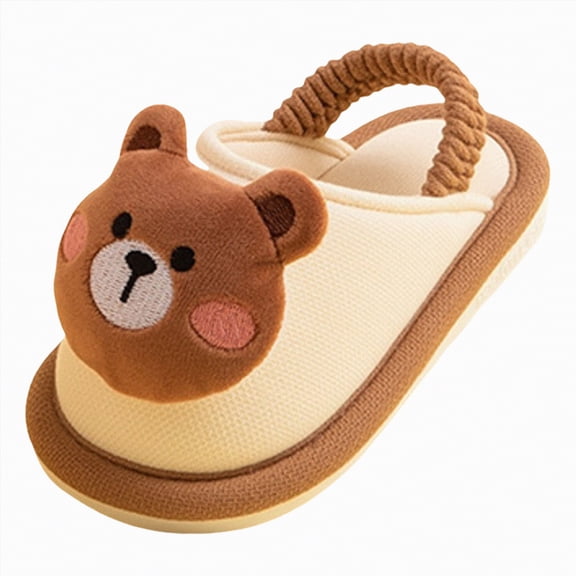 HCNTES Kids Toddler Slippers Baby Boys Girls Cute Cartoon Design House Shoes Children's Non Slip Warm Soft Winter Fuzzy Indoor Slipper(Brown,9)