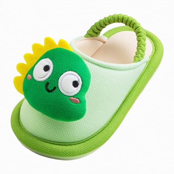 HCNTES Kids Toddler Slippers Baby Boys Girls Cute Cartoon Design House Shoes Children's Non Slip Warm Soft Winter Fuzzy Indoor Slipper(Green,9)