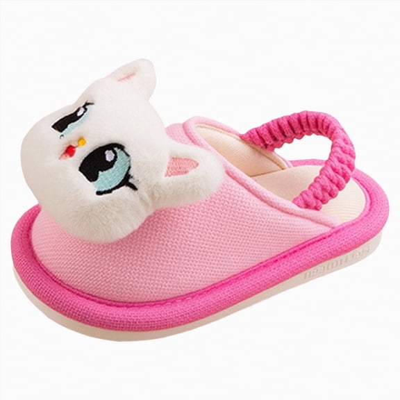 HCNTES Kids Toddler Slippers Baby Boys Girls Cute Cartoon Design House Shoes Children's Non Slip Warm Soft Winter Fuzzy Indoor Slipper(Pink,9)