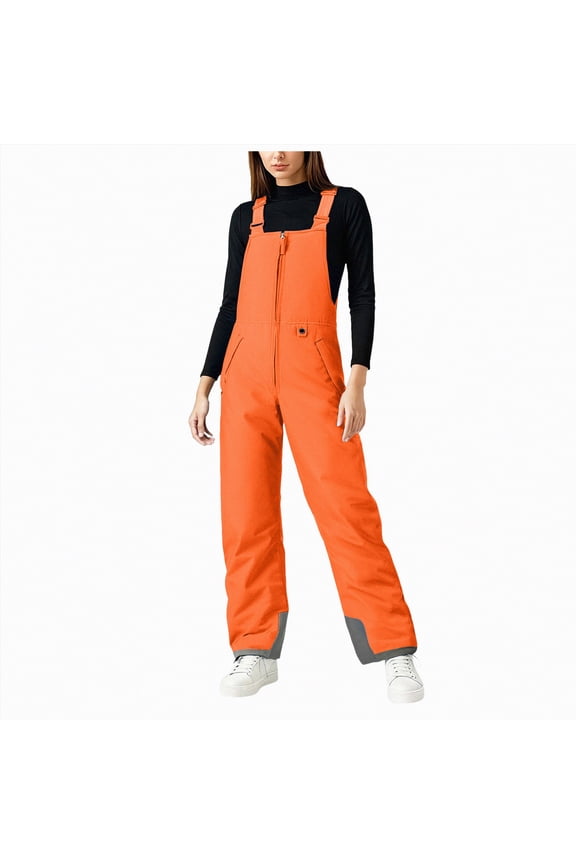 Ladies Skiing Snow Bibs Waterproof Insulated Overalls with Comfortable Fit for Women Winter Sports(B-Orange,M)