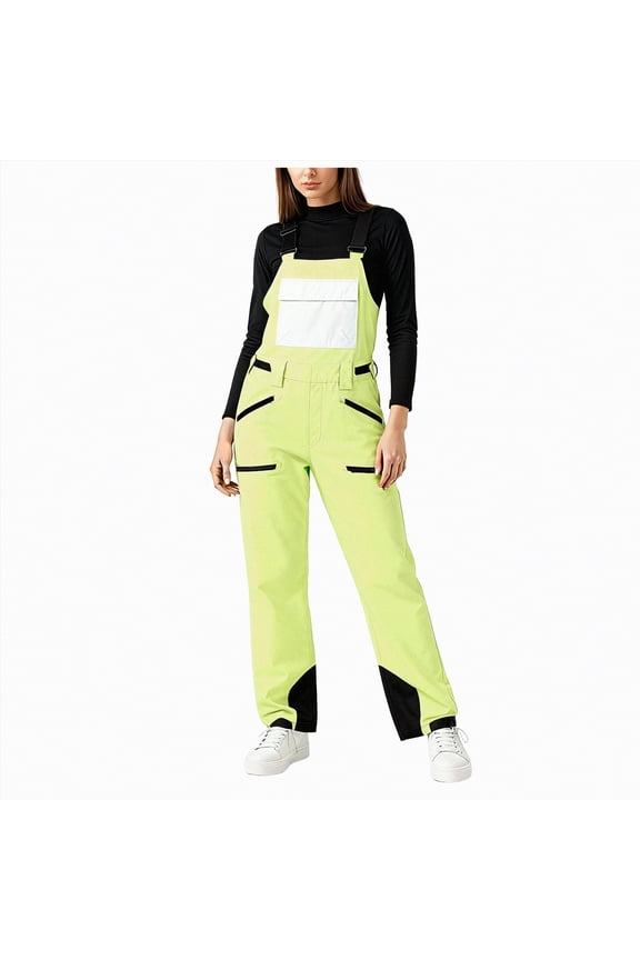 Ladies Stylish Snow Bibs Waterproof Insulated Overalls with Comfortable Design for Women Casual Winter Wear(C-Light Green,XL)