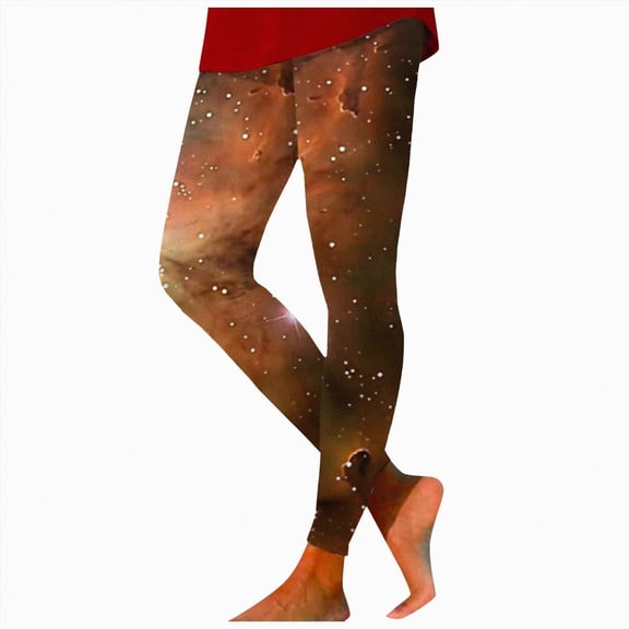 HCNTES Leggings for Women Cosmic Sky Size Leggings Lifting Casual Workout Gym Leggings(Gold,L)