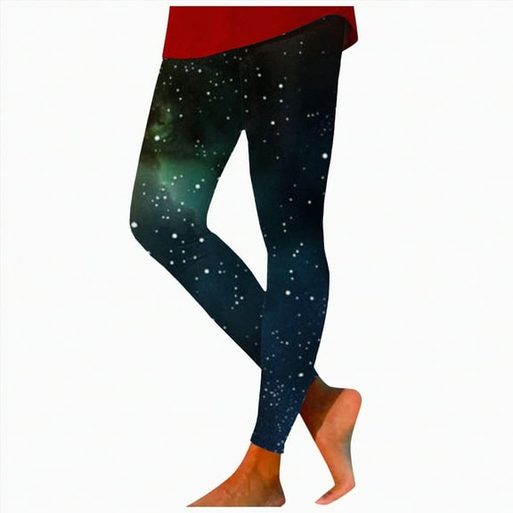 HCNTES Leggings for Women Cosmic Sky Size Leggings Lifting Casual Workout Gym Leggings(Green,XXL)