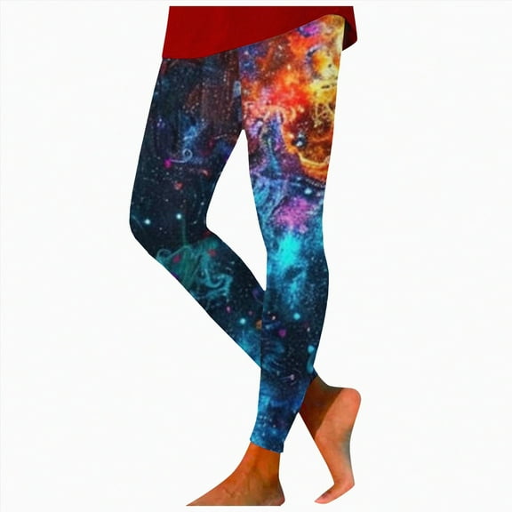 HCNTES Leggings for Women Cosmic Sky Size Leggings Lifting Casual Workout Gym Leggings(Orange,M)