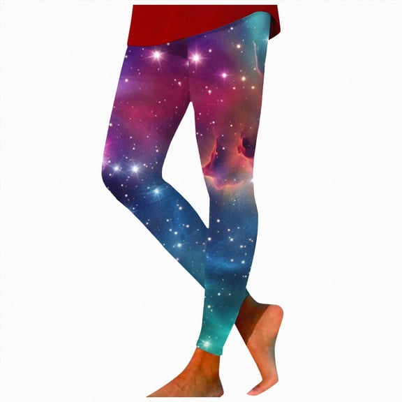 HCNTES Leggings for Women Cosmic Sky Size Leggings Lifting Casual Workout Gym Leggings( Red,L)