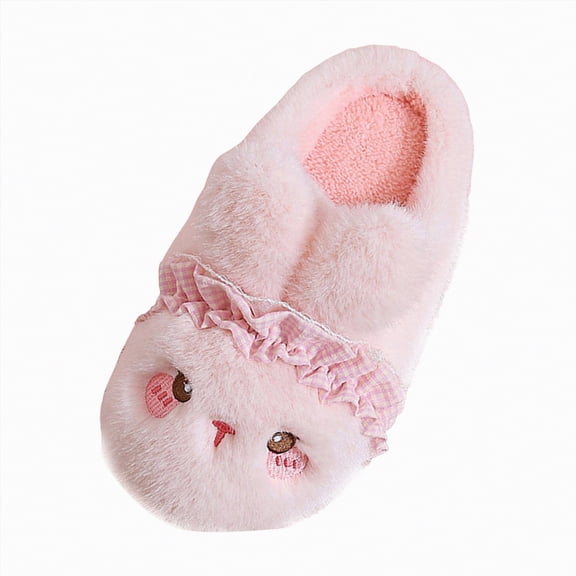 HCNTES Litte/Big Kids Toddler Slippers Baby Boys Girls House Shoes Children's Non Slip Warm Soft Winter Fuzzy Indoor Slipper(Pink,13)