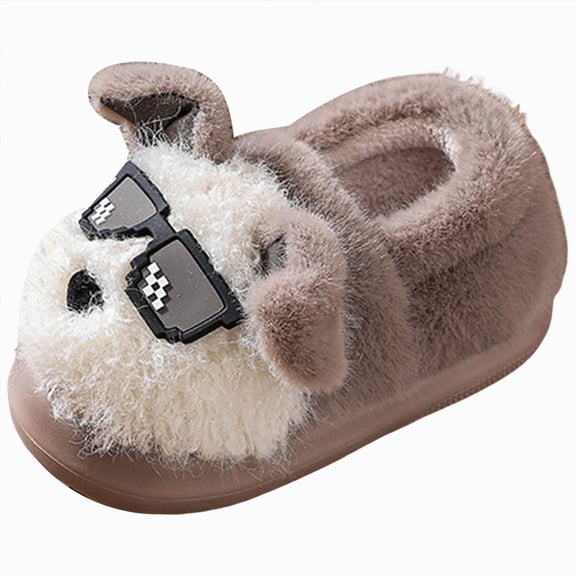 HCNTES Litte/Big Kids Toddler Slippers Baby Girls Boys House Shoes Children's Non Slip Warm Soft Winter Fuzzy Indoor Slipper(A01-Grey,1)