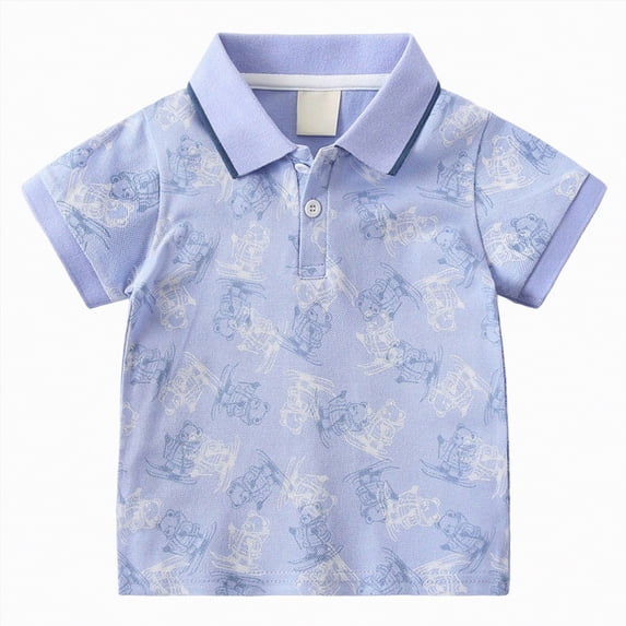HCNTES Little & Big Boys Hawaiian Shirt Kids Tropical Luau 3D Print Button Down Shirts(Blue,2-3 Years)