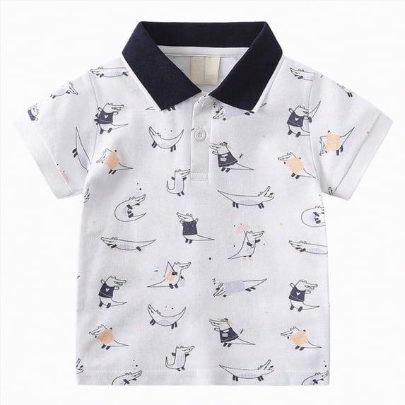 HCNTES Little & Big Boys Hawaiian Shirt Kids Tropical Luau 3D Print Button Down Shirts(White,1-2 Years)