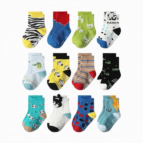 HCNTES Little/Big Kid Boys Girls Cotton Socks Set Children's Mid Cut Crew Socks Set Spring Summer Daily School Activities Socks Set(X01-E,1-3 Years)
