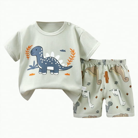 HCNTES Little/Big Kids Clothes Short Sleeve Pullover Tops + Pants Set Sweatsuit Toddler Baby Boys Girls Spring Summer Unisex Loungewear Outfits Set(Light Gray,9-18 Months)
