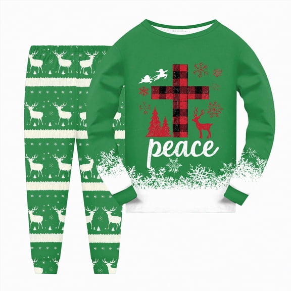 HCNTES Little Boys Long Sleeve Christmas Pajamas Plaid Pant Serts Kids Dinosaur Xmas Pjs Clothes for Toddler 2-7 Years,Sizes 2-3 Years