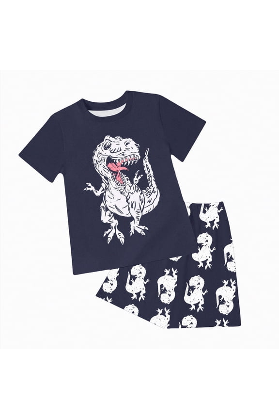 Little Boys Summer Clothes Adorable Dinosaur Print 2-Piece Outfit for Playdates Toddler Summer Outfits Boy