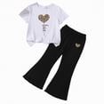 thumbnail image 1 of HCNTES Little Girl Casual Outfit Short Sleeve Tee Wide Leg Pants Soft Elastic Kids Spring Summer School Clothing Set 3T 4T 5T 6T(F02-A,4-5 Years), 1 of 4