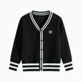 thumbnail image 1 of HCNTES Little Girls Cardigan Knitted Button-Down Long Sleeve Crewneck Sweater Cardigan Kids Winter Jacket(13-15 Years,Style1-Black), 1 of 5