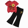 thumbnail image 1 of HCNTES Little Girls Summer Clothes 2 Piece Outfit Ribbed T-Shirt Top + Cargo Pants 3-7T Kids Girls Spring Summer School Clothing Set(D01-D,4-5 Years), 1 of 4