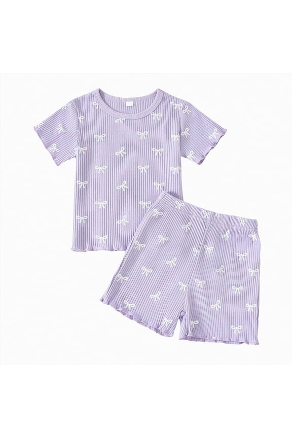 Toddler Girl Outfit Strawberry Print Ruffle Short Sleeve Tee and Shorts 2 Piece Set Toddlers Girls Clothing