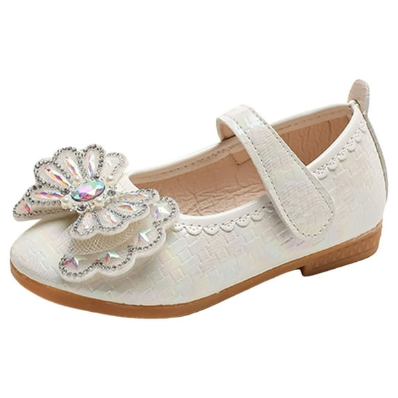 HCNTES Little Girls Toddler Little Ballet Shoes - Flower Little Girls Mary Jane Flats Dress Shoes Party Wedding,White 9.5