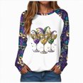 thumbnail image 1 of HCNTES Mardi Gras Shirts for Women Mardi Gras Sequin Long Sleeve Shirt Funny Fat Tuesday Tee Carnival Crewneck Party Tops(Size:XL), 1 of 9