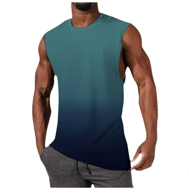 HCNTES Men Plain sleeveless Tank Tops for Men Workout Beach Training Running Vest(Multi-color,XXL)