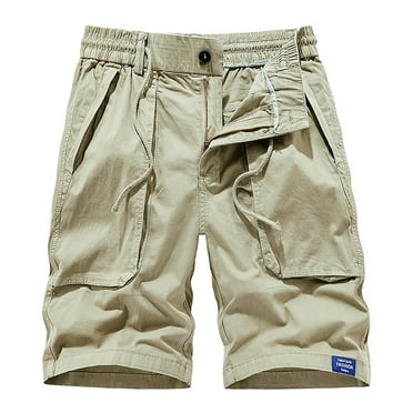 HCNTES Men Shorts Cargo Drawstring Summer Beach Shorts(Khaki,34)