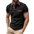thumbnail image 1 of HCNTES Men's 2024 Classic Casual Short Sleeve Vintage Collar Down Polo Shirt(Black,S), 1 of 5