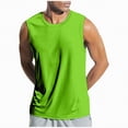 thumbnail image 1 of HCNTES Men's Belief Drop Arm Tank Top Sleeveless Muscle T Shirts Gym Workout Stringers(Green,L), 1 of 8