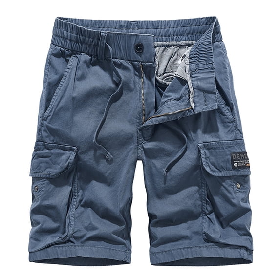 HCNTES Men's Cargo Classic Fit Short Drawstring Summer Beach Shorts(Dark Blue,32)