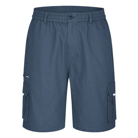 HCNTES Men's Cargo Classic Short Elastic Waist Board with Pockets Stretch Short(Z04-Navy,M)