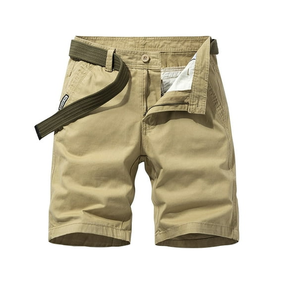 HCNTES Men's Cargo Classic Short Summer Beach Shorts with Elastic Waist and Pockets(Khaki,29)