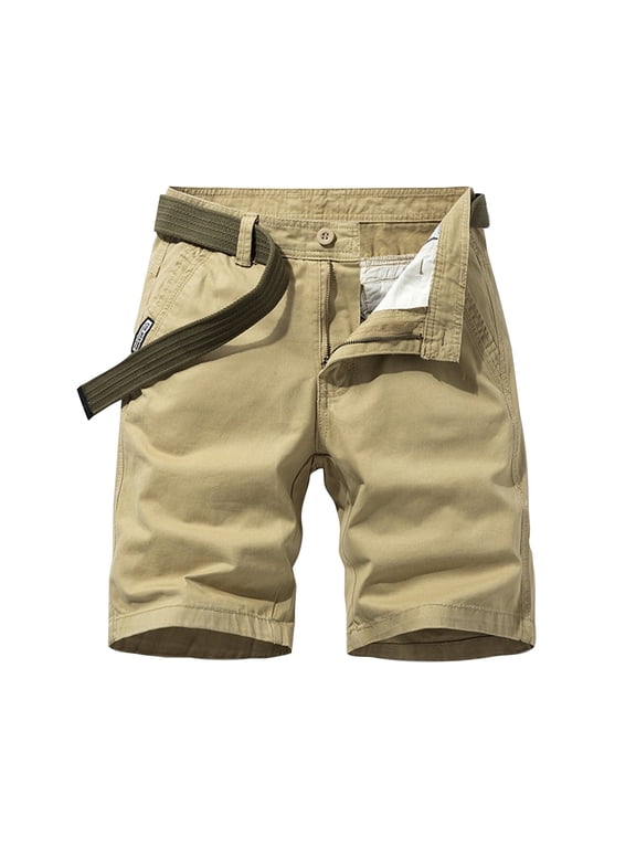 Men's Cargo Classic Short Summer Beach Shorts with Elastic Waist and Pockets(Khaki,29)