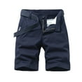 thumbnail image 1 of HCNTES Men's Cargo Elastic Waist Linen Pants Wide Leg Cotton Yoga Trousers Loose Patchwork Shorts(Blue,28), 1 of 2