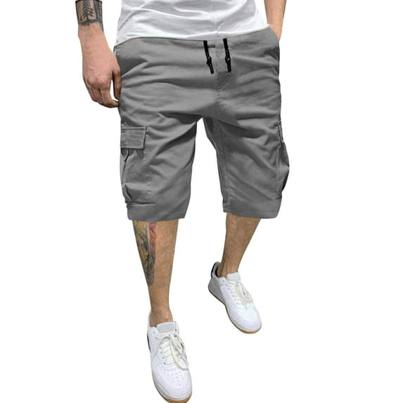 HCNTES Men's Cargo Hiking Shorts with Belt Lightweight Tactical Shorts with Pockets for Casual Work Golf,M Grey