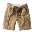 thumbnail image 1 of HCNTES Men's Cargo Shorts Waffle Elastic Waist Drawstring Workout Running Jogging Beach Sweat Shorts with Pockets(Khaki,32), 1 of 4