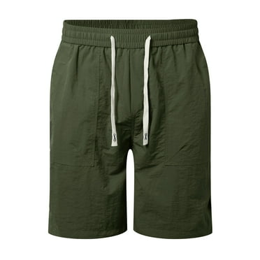 HCNTES Men's Casual Classic Fit Short Drawstring Summer Beach Shorts with Pockets(Green,M)