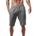 thumbnail image 1 of HCNTES Men's Casual Cotton Linen Shorts Drawstring Summer Beach Shorts with Pockets Shorts for Men Casual Summer(Grey,L), 1 of 3