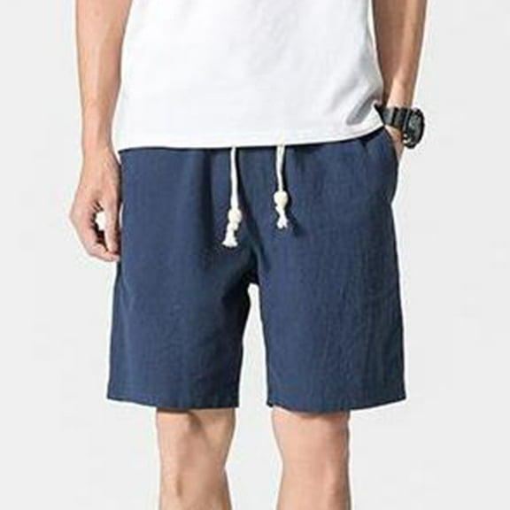 HCNTES Men's Casual Shorts Elastic Waist Drawstring Lightweight Outdoor Summer Beach Shorts with Pockets Hiking Shorts(XXL,Blue)